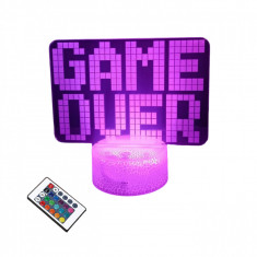 Lampa 3D de birou GAMEOVER model 16 culori RGB