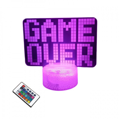 Lampa 3D de birou GAMEOVER model 16 culori RGB foto