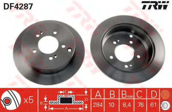 Disc frana HYUNDAI TUCSON (JM) (2004 - 2010) TRW DF4287
