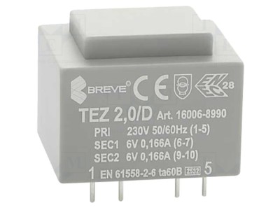 Transformator PCB &amp;icirc;ncapsulat 2VA 230VAC 6V foto