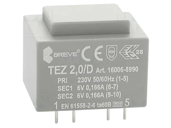 Transformator PCB &icirc;ncapsulat 2VA 230VAC 6V
