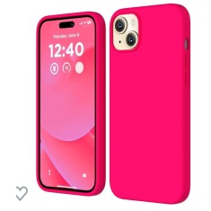 Husa silicon antisoc cu microfibra interior pentru Iphone 15 Plus Roz Neon