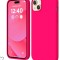 Husa silicon antisoc cu microfibra interior pentru Iphone 15 Plus Roz Neon