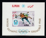 Ajman 1967 - Jocurile Olimpice Grenoble, colita nedantelata neuzata