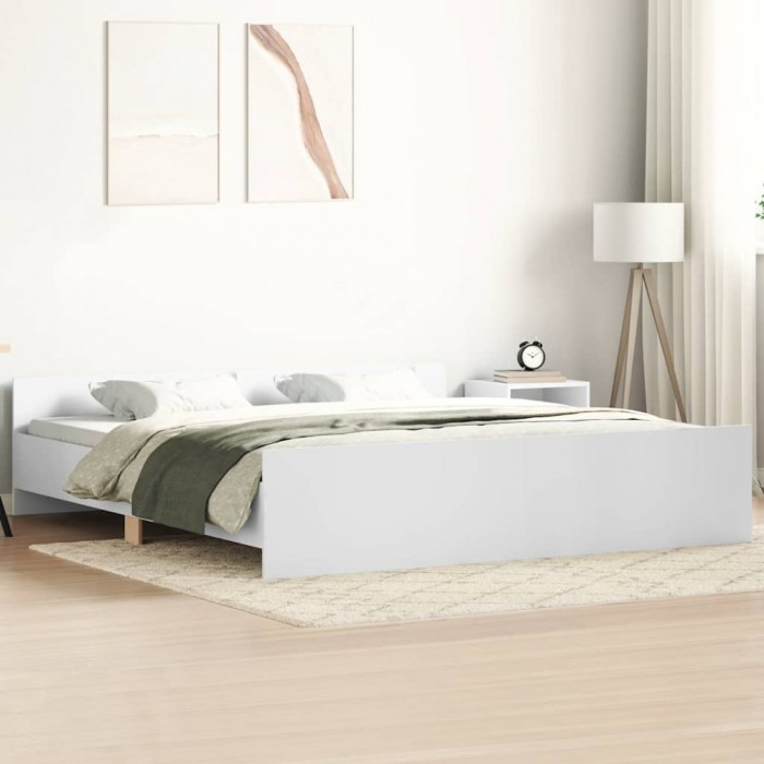 vidaXL Cadru pat cu tăblie la cap/picioare, alb, 180x200 cm 3203768