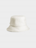 Pălărie bucket hat din pluș pentru femei - culoare crem