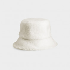 Pălărie bucket hat din pluș pentru femei - culoare crem