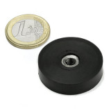 Magnet neodim oala cauciucat &Oslash;36 mm, cu filet interior M6, putere 21 Kg