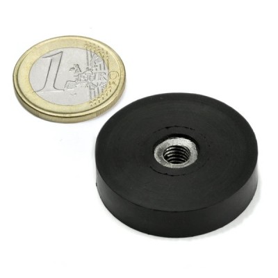 Magnet neodim oala cauciucat &amp;Oslash;36 mm, cu filet interior M6, putere 21 Kg foto