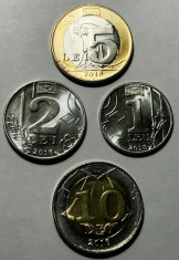 Moldova set / lot complet 1 leu + 2 + 5 + 10 lei 2018 (2 bimetal) UNC ** foto