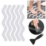 Autocolante Antiderapante Albe Zigzag - Set de 6 bucăți, CMCLASS
