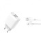 INCARCATOR RETEA USB CU CABLU DE DATE TYPE-C, XO-L57, 2 X USB, 2.4A, ALB, BLISTER