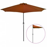 Umbrelă balcon tijă aluminiu cărămiziu 270x135x245cm semirotund, vidaXL