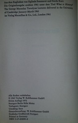 Was ist Geschichte? / Edward Hallett Carr. foto