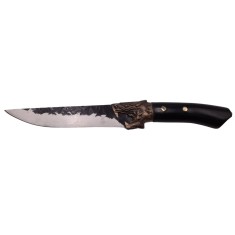 Cutit de vanatoare DEPOX&reg;, Dragon Breath, otel inoxidabil, maner lemn, 33.5 cm, negru