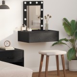 VidaXL Masă de toaletă suspendată cu LED, stejar negru