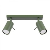 Lampă De Tavan Ring Verde Măsliniu Oțel 2 Becuri Tub Modern De Interior