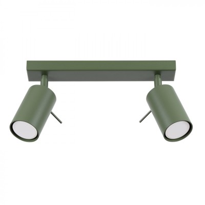 Lampă De Tavan Ring Verde Măsliniu Oțel 2 Becuri Tub Modern De Interior foto
