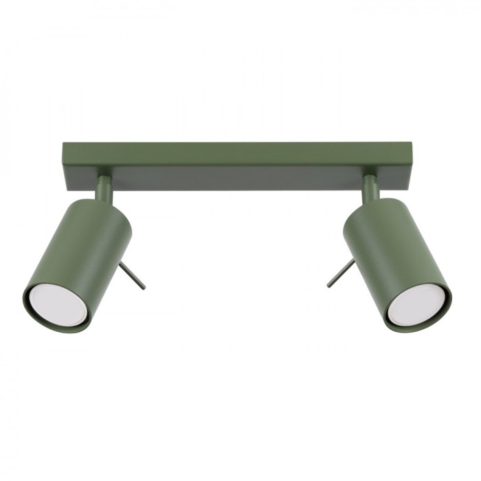 Lampă De Tavan Ring Verde Măsliniu Oțel 2 Becuri Tub Modern De Interior