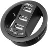 Hub USB 2.0 Goobay, 3 Porturi, Montare Birou 60mm, Negru