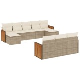 Cumpara ieftin Set canapele de gradina cu perne, 10 piese, bej, poliratan