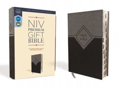 Niv, Premium Gift Bible, Leathersoft, Black/Gray, Red Letter Edition, Indexed, Comfort Print foto