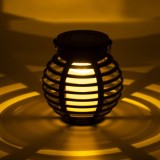 Felinar Solar LED, Rotund, Efect de Flacără, Diametru 11 cm, &Icirc;nălțime 11 cm, Plastic, Negru, Oem