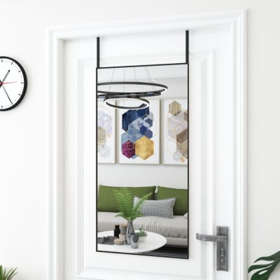 vidaXL Oglindă pentru ușă, negru, 50x100 cm, sticlă și aluminiu 327411 foto