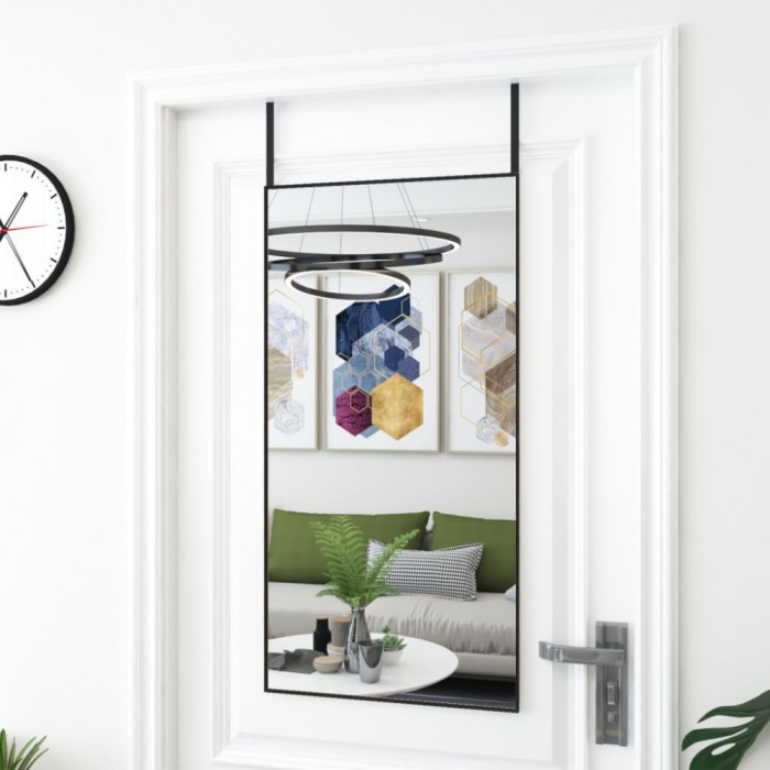 vidaXL Oglindă pentru ușă, negru, 50x100 cm, sticlă și aluminiu 327411