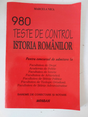980 teste de control Istoria romanilor - Marcela Nica. 1996 foto
