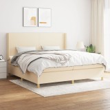 VidaXL Pat box spring cu saltea, crem, 200x200 cm, textil
