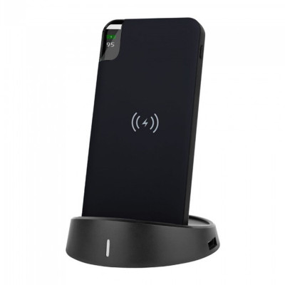 Incarcator wireless tip stand Fast Charge, 8000 mAh, Negru foto