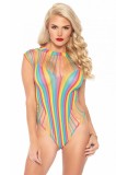 Cumpara ieftin Body Leg Avenue, Shredded opaque cut out, Rainbow, S-L