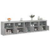 VidaXL Servantă cu lumini LED, gri beton, 283x37x67 cm