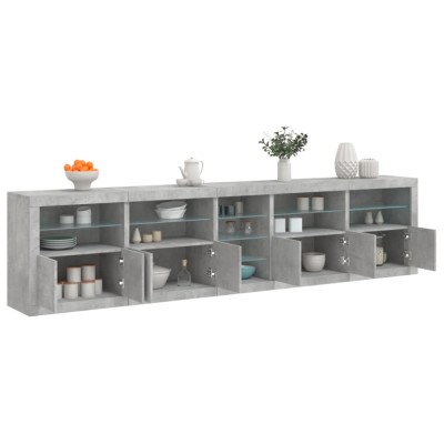 vidaXL Dulap cu lumini LED, gri beton, 283x37x67 cm 3209026 foto