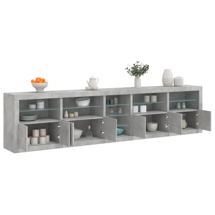 vidaXL Dulap cu lumini LED, gri beton, 283x37x67 cm 3209026