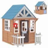 AIYAPLAY Căsuță de joacă exterioară din lemn, casă pentru copii interior/exterior cu ușă pentru animale, bucătărie de joacă, maro | Aosom Romania