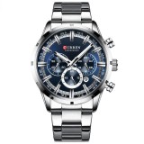 Ceas Barbatesc Curren 8355-SB Cronograf, Data, Otel Inoxidabil, Quartz, Analog-Digital, Argintiu-Albastru