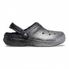 Sabo?i Crocs Classic Glitter Lined Clog Negru - Silver/Black foto