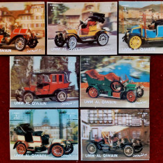 (S3) 1972 UMM Al Qiwain , "Auto de epoca" ,marci 3D mari 7.60x5.70 cm ,serie,MNH