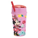 Pahar cu pai si compartiment superior, Stor, Minnie Mouse, 400 ml