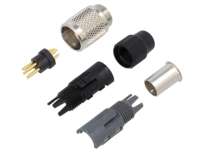 Conector M9 tată, 5 pini, aurit