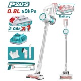 Aspirator vertical TOTAL 20V, 0.8L, peste 9 kPa, cu acumulator inclus