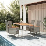Cumpara ieftin Set mobilier de grădină cu perne, 5 piese, gri, poliratan