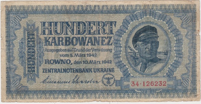 UCRAINA 100 KARBOWANEZ 1942 UZATA