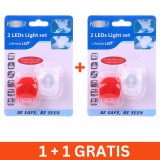 Set 2 lumini pentru bicicleta 0709132, rosu si alb, 1+1 gratis