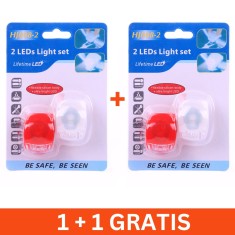 Set 2 lumini pentru bicicleta 0709132, rosu si alb, 1+1 gratis
