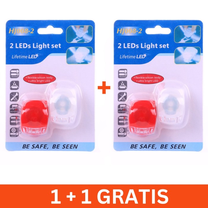 Set 2 lumini pentru bicileta 0709132, rosu si alb, 1+1 gratis