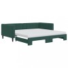 Pat de zi cu extensie si saltele verde inchis 100x200cm catifea