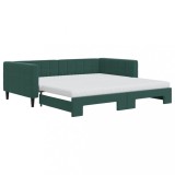 Cumpara ieftin Pat de zi cu extensie si saltele verde inchis 100x200cm catifea